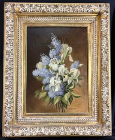 Antique Floral Still Life by Delecoeullerie