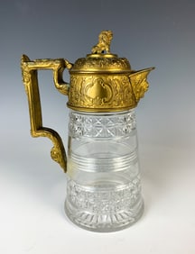 Antique Gilt Bronze&Cut Glass Pitcher