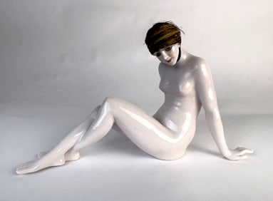 Art Deco Porcelain Nude Bathing Beauty Sgd