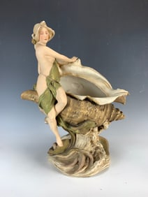 Large Royal Dux "Nymph & Conch Shell"