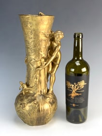 Antoine Bofill Bronze Nude & 2 Frogs Vase