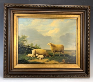 After Cornelis van Leemputten Sheep Painting