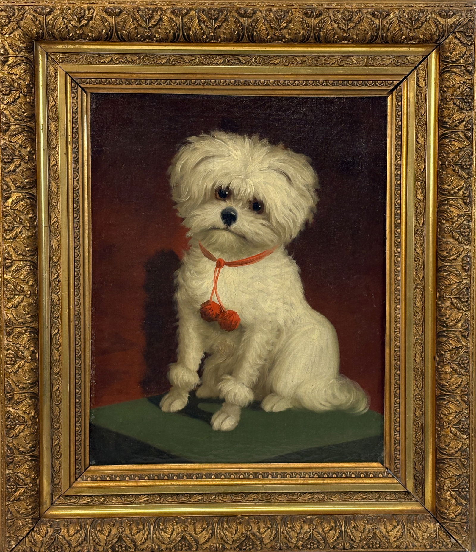 Sweet Maltese Dog Painting attr. to Karl Reichert (1 of 3)