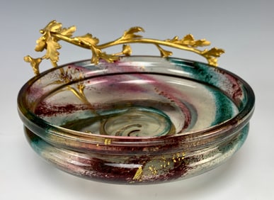 Daum Nancy Art Glass & Bronze Bowl