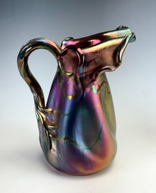 Pierre Perret French Iridescent Feuillages Pitcher