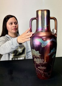 Exceptional Delphin Massier Flying Bats Vase