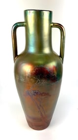 Clement Massier Large Iridescent Scenic Vase