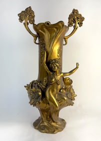 Art Nouveau Figural Vase Sgd Bonnefond