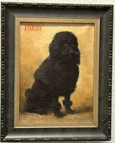 Late 19th c. oil on canvas A Black Poodle "Faust"
