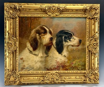 Important Painting "Dog Portraits" by Max Carlier