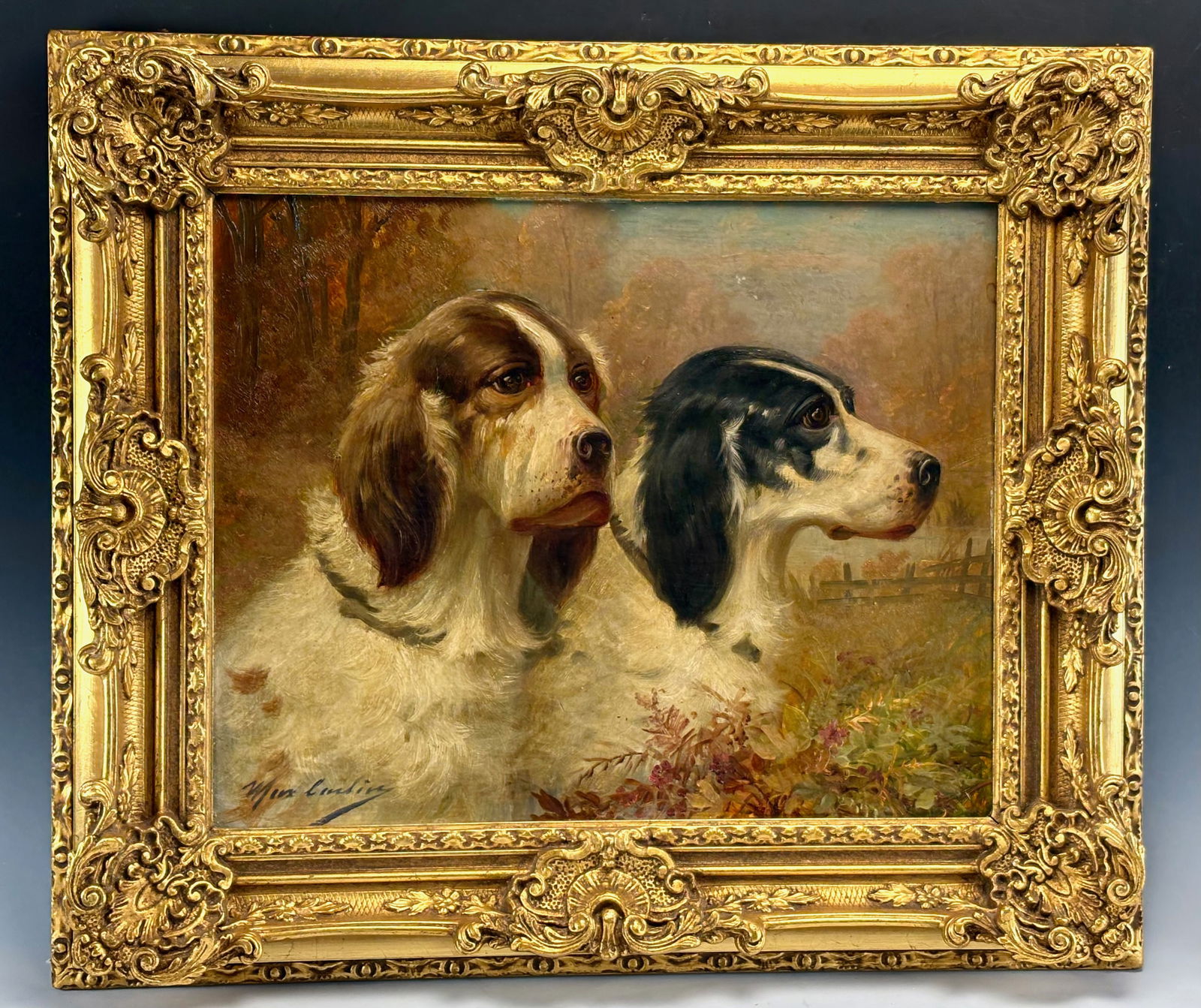 Important Painting "Dog Portraits" by Max Carlier (1 of 3)