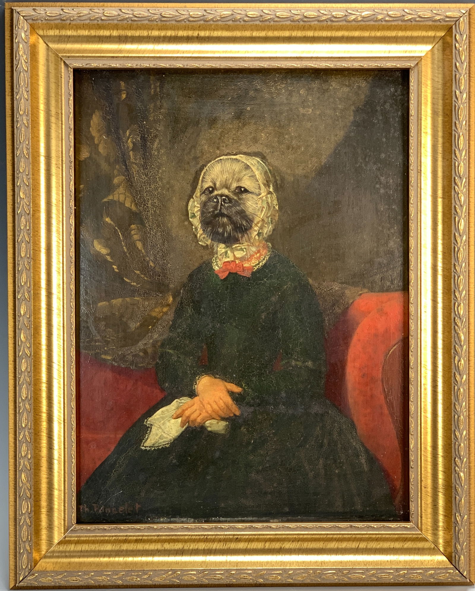 Thierry Poncelet "Madame With Scarf" Dog Painting (1 of 4)