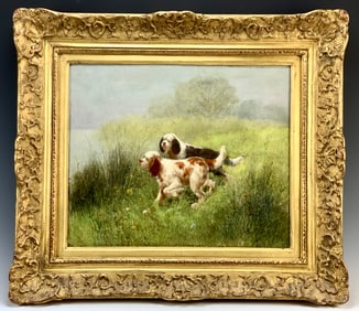 Eugene Petit (1839-1933) "Two Spaniels" Painting