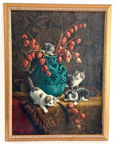 Cornelis Raaphorst Painting of 4 Kittens