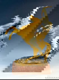 Art Deco Bronze & Alabaster Sculpture Sgd Somme