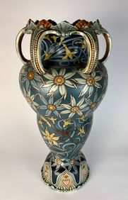 Large Mettlach Art Nouveau Stoneware Vase