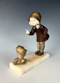 Henri Molins Art Deco Figurine Girl w Dog