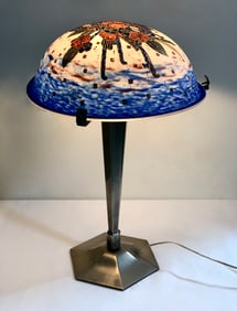 Sgd Andre Delatte Art Deco Enameled Lamp