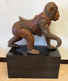 Rare Carved Wood Monkey Carousel Figure