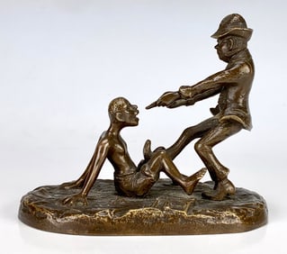 Amusing Bronze Sculpture "Pulling Teeth"