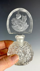 Czechoslovakian Crystal Perfume Bottle w Putti