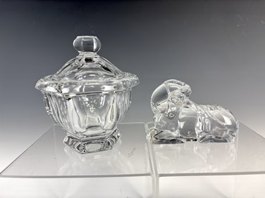 Baccarat Covered Bowl & Unicorn Paperweight  sgd
