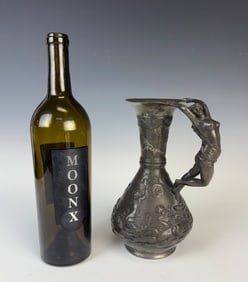 Art Nouveau Handled Ewer w Nude & Putti Sgd Perron