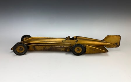 Kingsbury Golden Arrow Windup Steel Racing Car