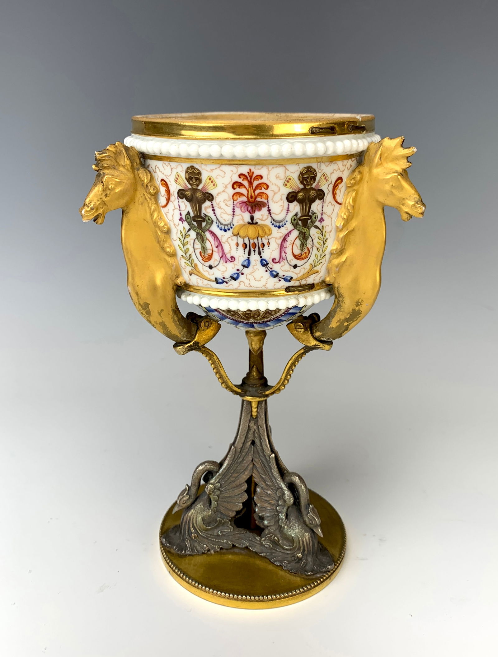 Antique Silverplate & Porcelain Figural Goblet (1 of 5)