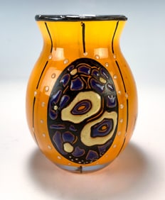 Delatte Nancy Art Deco Enameled Glass Vase