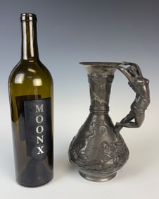 Antique Art Nouveau Ewer with Nude Handles Signed