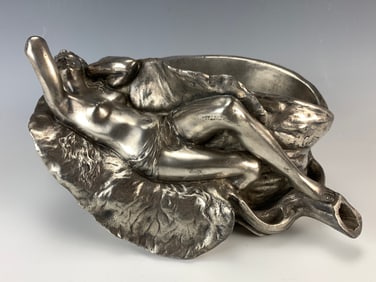 Art Nouveau Silver Plated Jardiniere w/Nude
