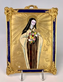 French Gilt Bronze & Enamel Plaque Sgd. E. Richet