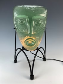 Vintage Modernist Glass Mask Lamp