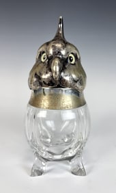 Antique Silver Plated Figural Cockatoo Jar