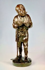 Japanese Bronze Figurine "Elderly Man" Meiji Pd.