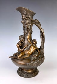 Noel Ruffier Art Nouveau Satyr & Nude Ewer