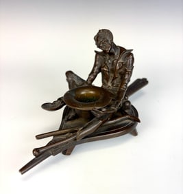 Rare Bronze Devil Bellows Chamberstick