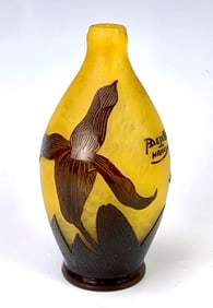 Delatte Nancy Cameo Art Glass Vase Signed