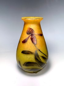 Muller Fres Luneville Cameo Vase With Iris Flower