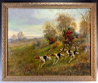 Walter Reeves "On the Hunt" Dog Painting