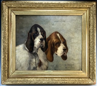 Louis Darey Dog Painting of Two Hounds