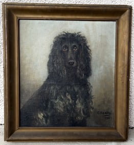 C. Henria, Original oil/canvas Painting "Poodle"