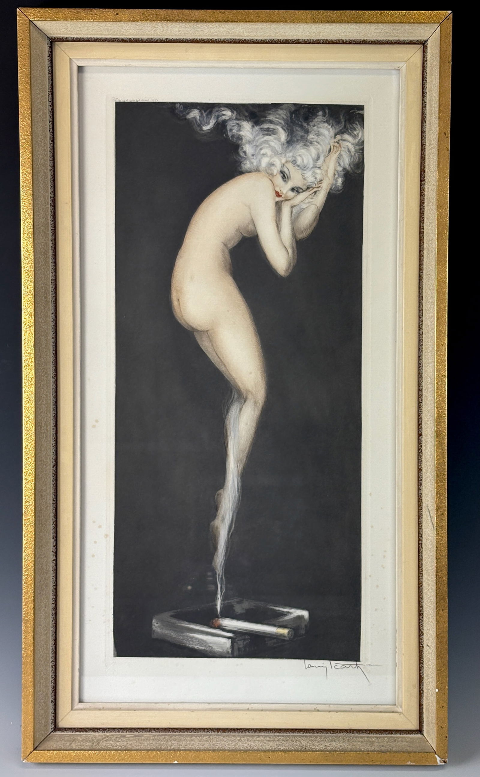 Louis Icart Original Etching "Illusion": Louis Icart (French 1888- 1950) Original drypoint and aquatint etching from a rare 1940 limited edition, signed in pencil lower right, has windmill stamp. Very good condition, minor very light foxing.