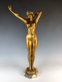 Art Deco Nude Bronze "Le Reveil" by Paul Philippe
