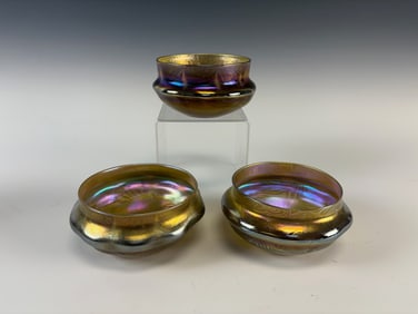 3 Tiffany Studios Candle Shades, all signed