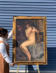 Rene Lombaerts Nude with Doll Painting