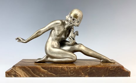 Armand Godard Art Deco Bronze Nude Sgd