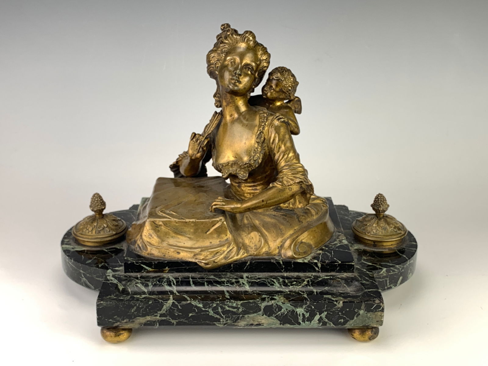 George Flamand Figural Dore Bronze Inkwell (1 of 4)