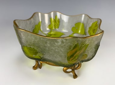 Baccarat Cameo Glass Bowl with Bronze Base